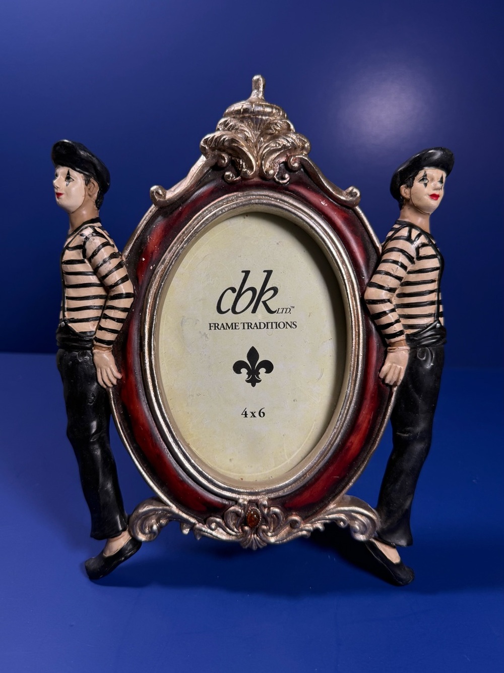 Vintage CBK Paris Mime Picture Frame 4x6 Resin Glass Freestanding French Theme